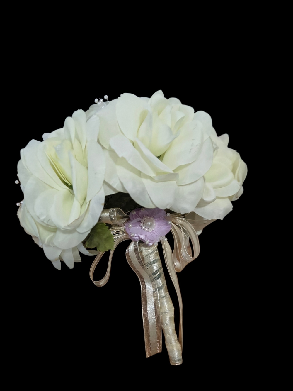 Ivory Floral Bouquet with Ribbon Accent